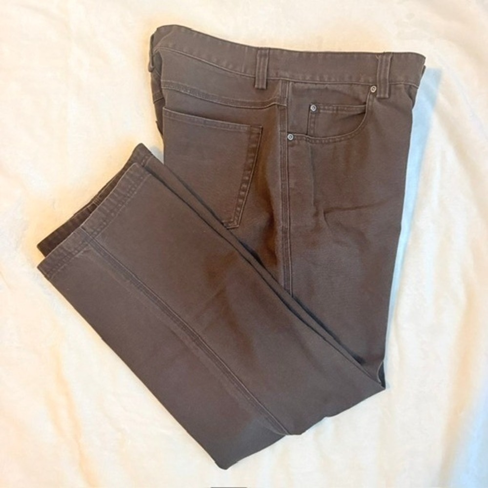 Duluth Trading Co Pants Mens 34x32 Brown Excellent Cotton Canvas Workwear Casual